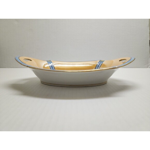 Antique Noritake Morimura Handpainted Made in Japan Luster Dish 2-Handles Fruits - Picture 6 of 11